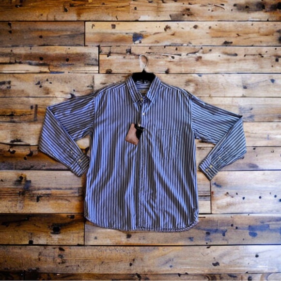US Expedition Size Large Striped Cotton Long Sleeve Button Up Shirt Nwt - Picture 8 of 16
